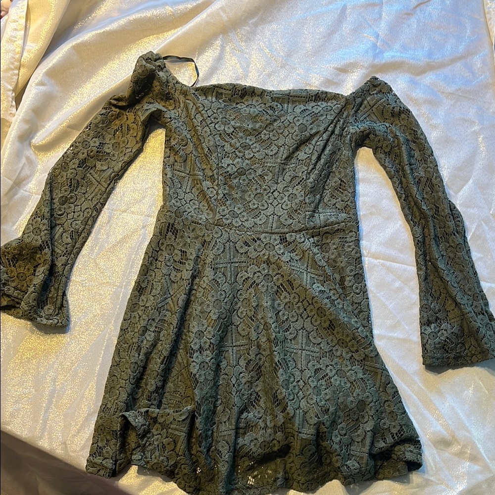 Green Lace Off-Shoulder Dress